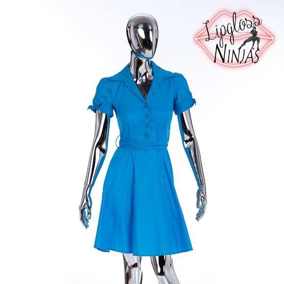 Tropical Wear Dresses & Skirts - blue turquoise retro pinup style dress